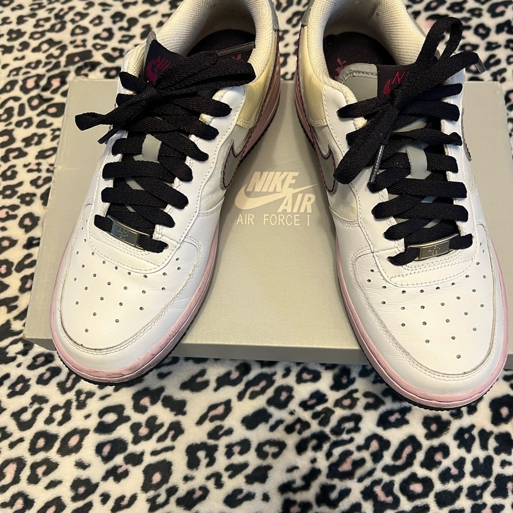 Nike Air Force 1 - White with Pink and Black Accents